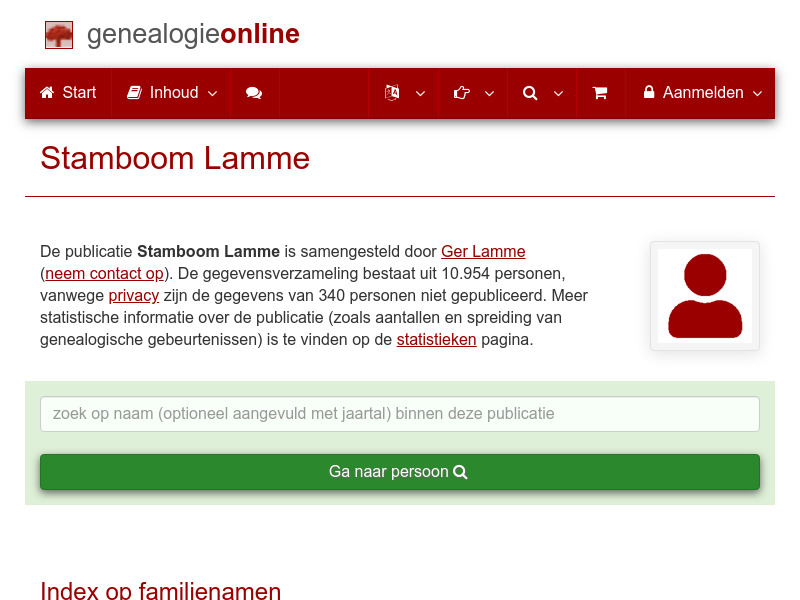 Screenshot van website