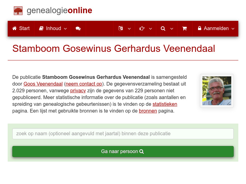 Screenshot van website