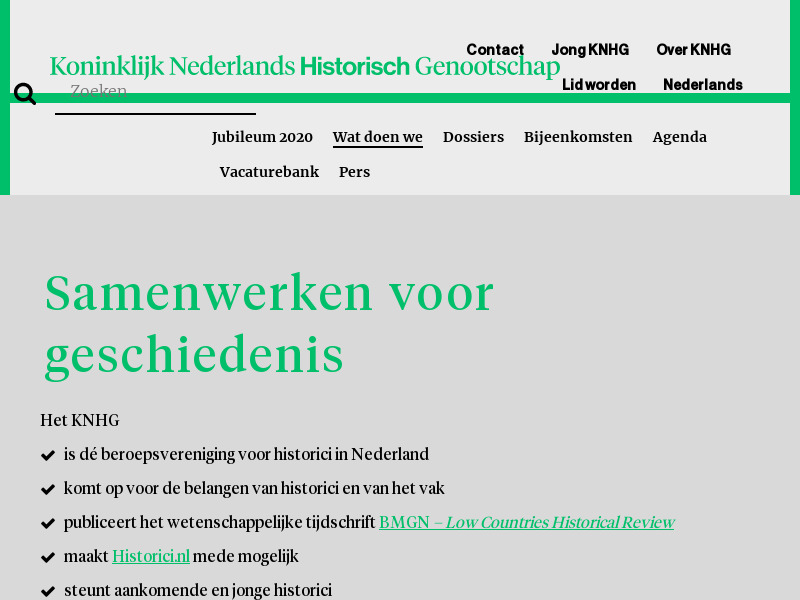 Screenshot van website