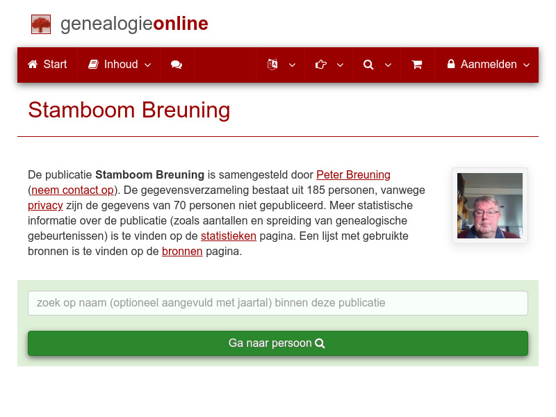 Screenshot van website