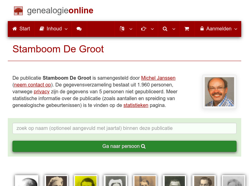 Screenshot van website