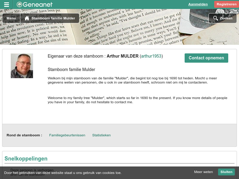 Screenshot van website