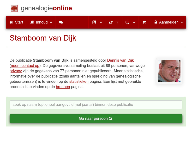Screenshot van website