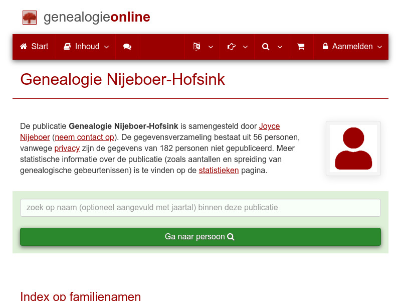 Screenshot van website