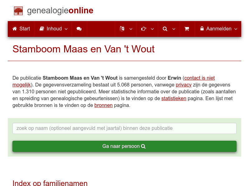 Screenshot van website