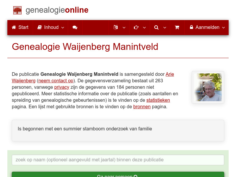 Screenshot van website