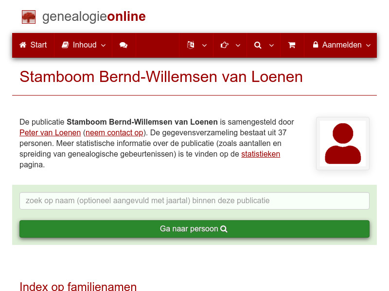 Screenshot van website