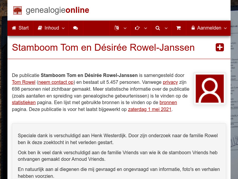 Screenshot van website