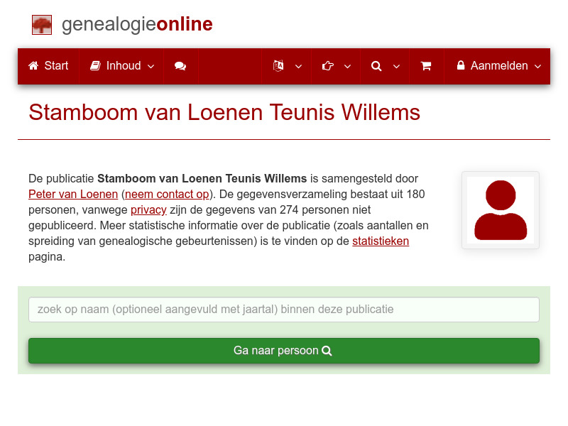 Screenshot van website