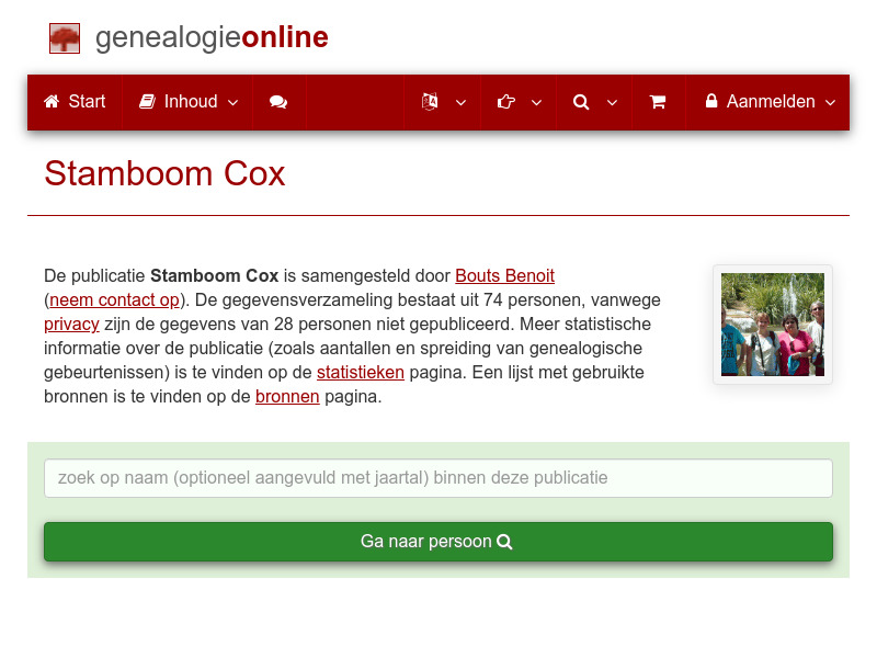 Screenshot van website
