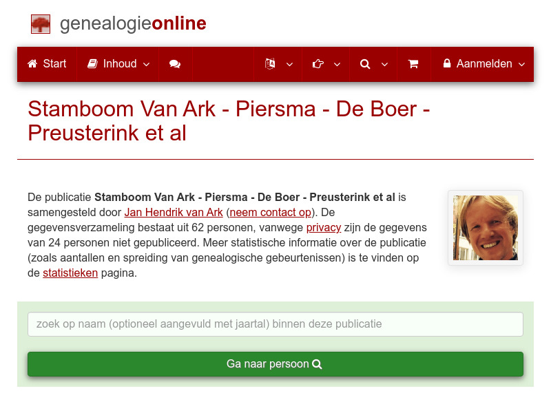 Screenshot van website