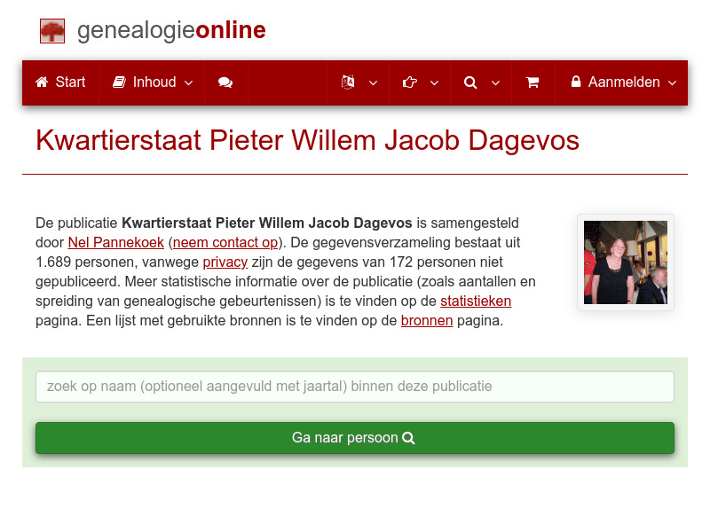 Screenshot van website