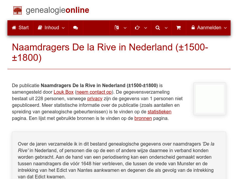 Screenshot van website