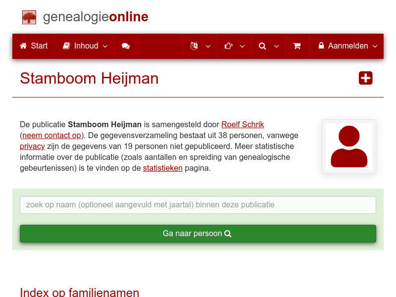 Screenshot van website