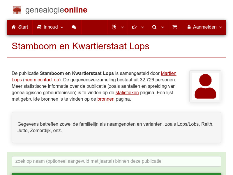 Screenshot van website