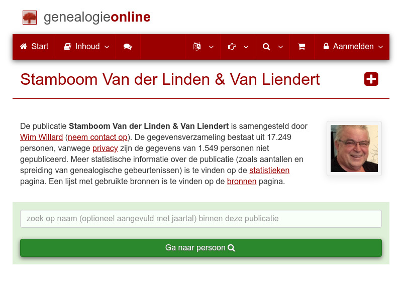 Screenshot van website