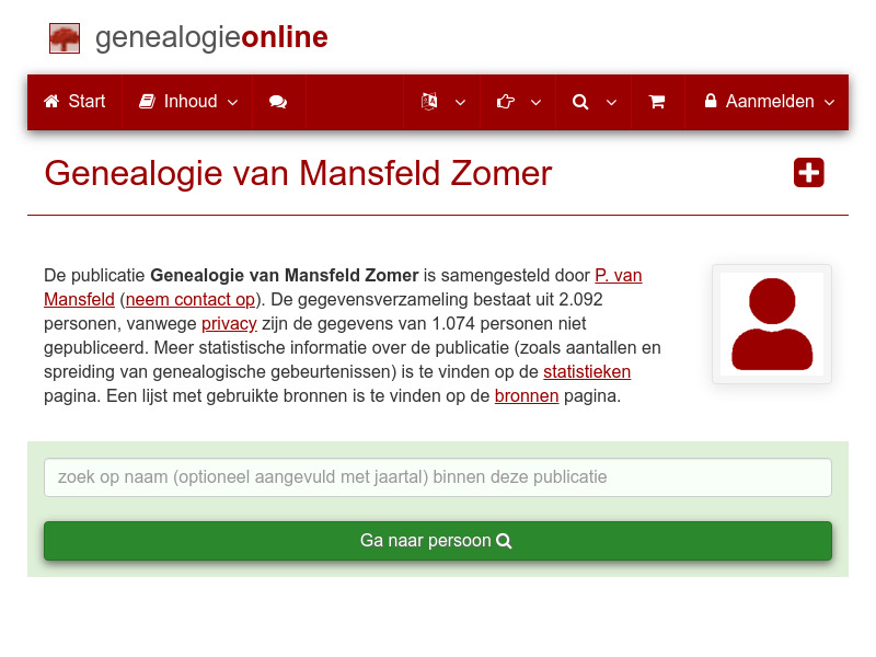 Screenshot van website