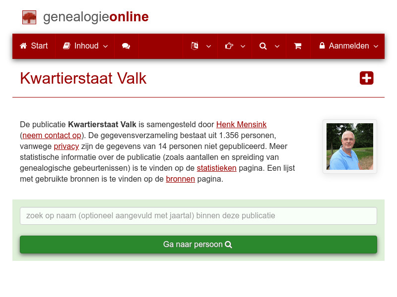 Screenshot van website