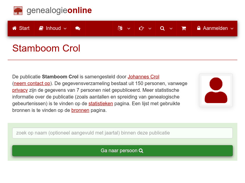 Screenshot van website