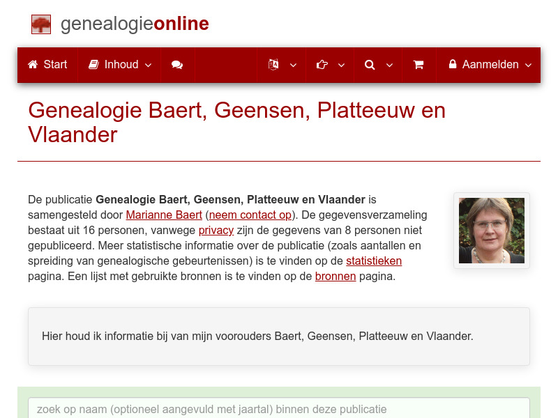 Screenshot van website