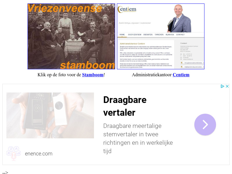 Screenshot van website