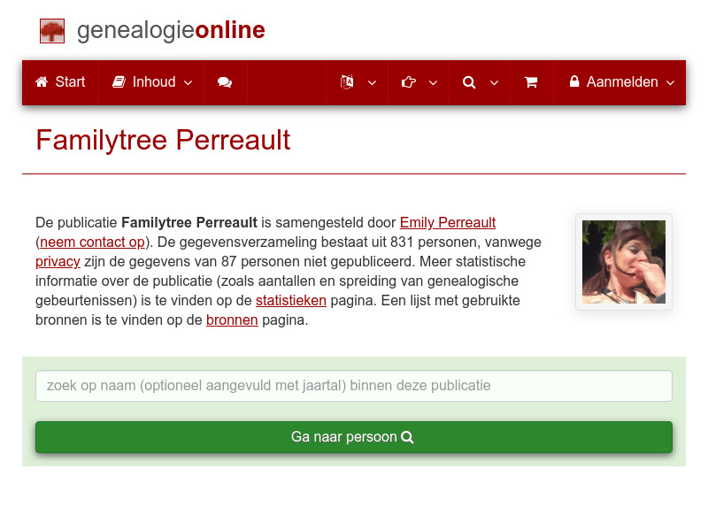 Screenshot van website
