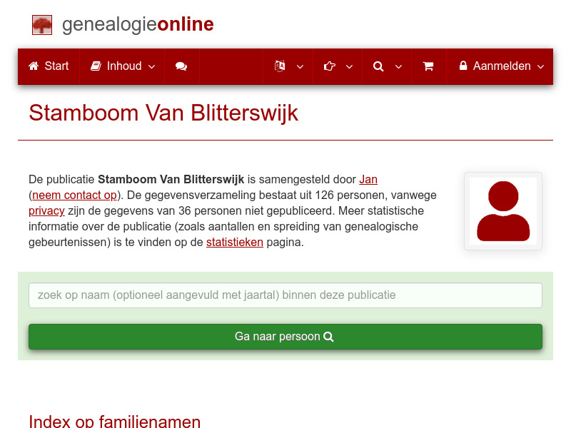 Screenshot van website