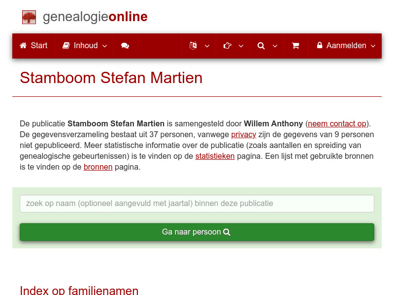 Screenshot van website