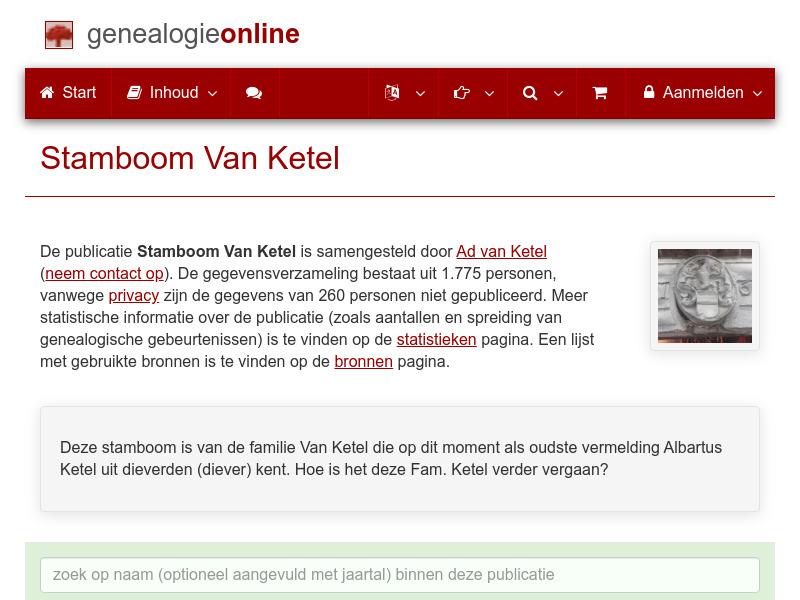 Screenshot van website