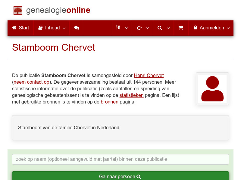 Screenshot van website