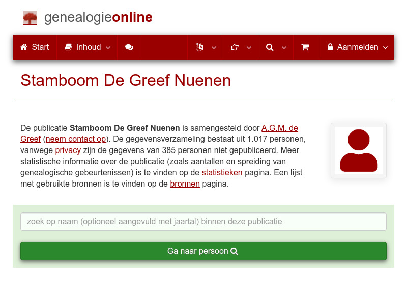 Screenshot van website