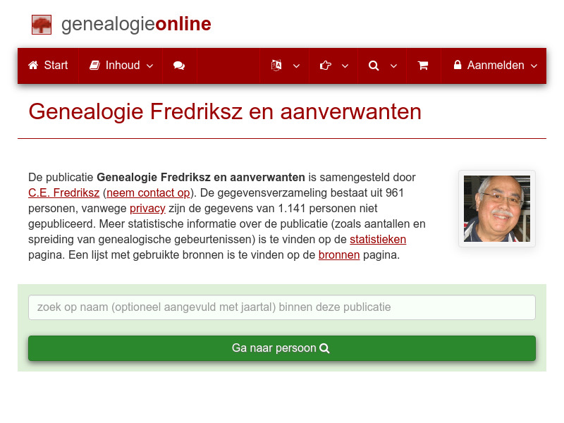 Screenshot van website