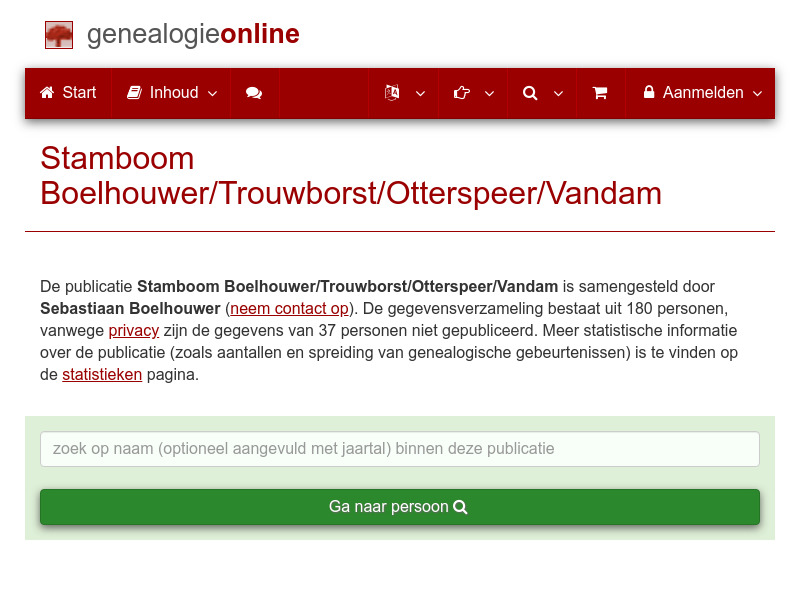 Screenshot van website