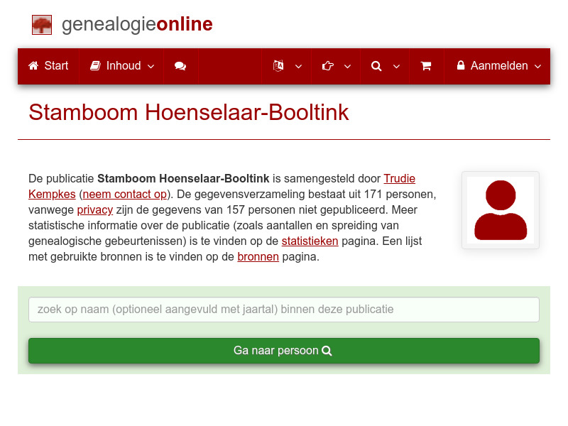 Screenshot van website