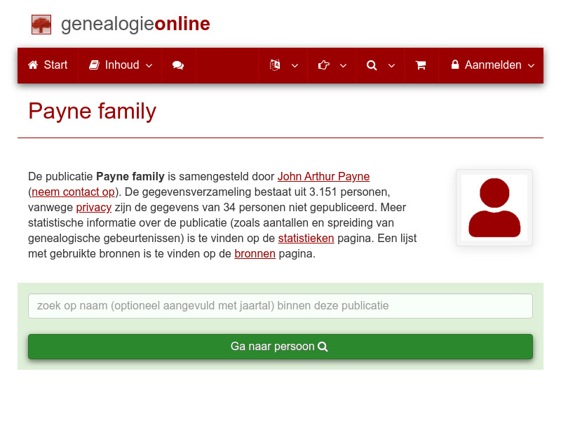 Screenshot van website