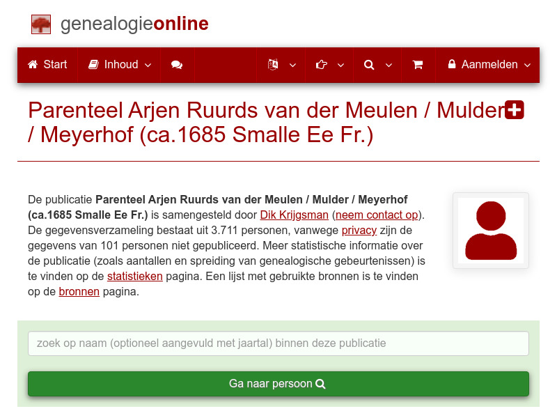 Screenshot van website