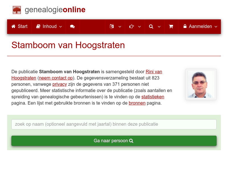 Screenshot van website