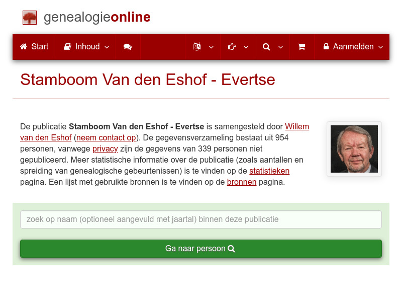 Screenshot van website