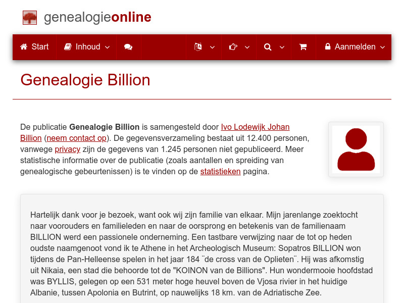 Screenshot van website