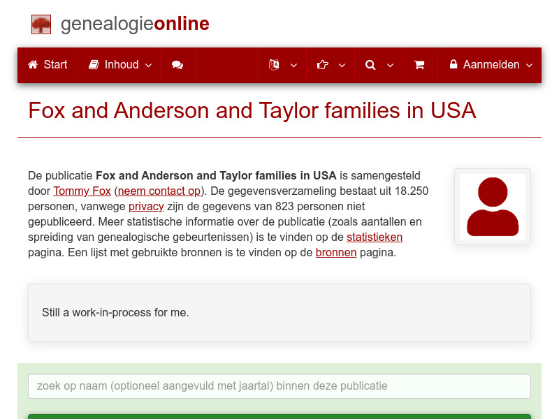 Screenshot van website