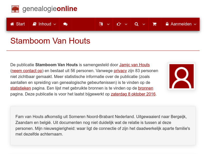 Screenshot van website