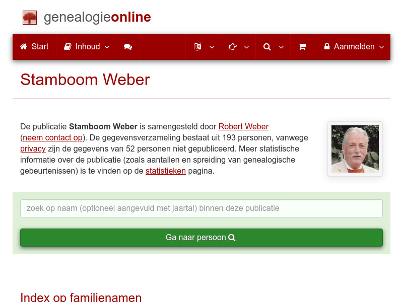 Screenshot van website