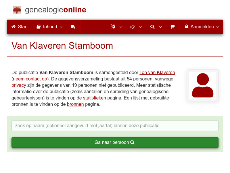 Screenshot van website