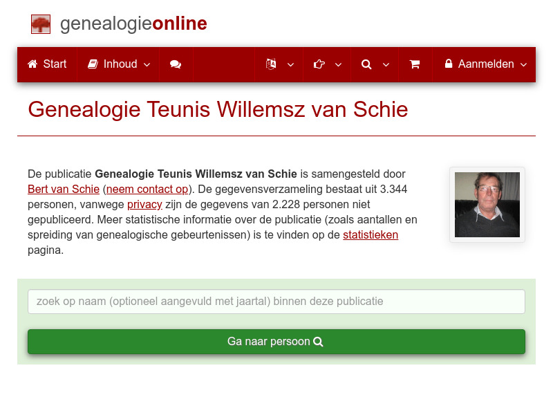 Screenshot van website