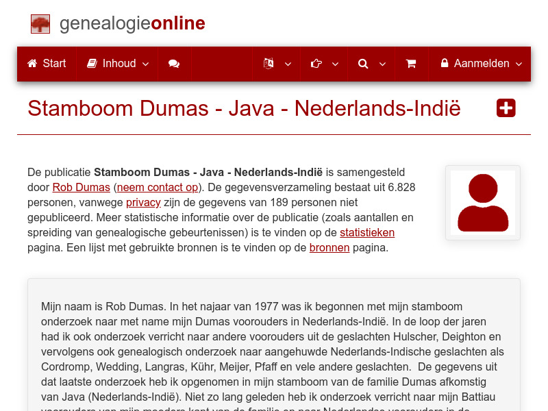 Screenshot van website