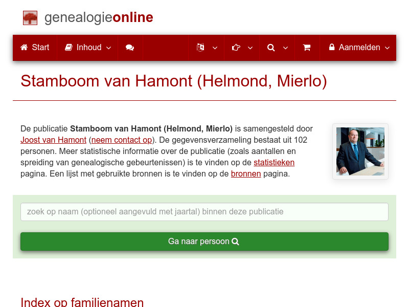 Screenshot van website