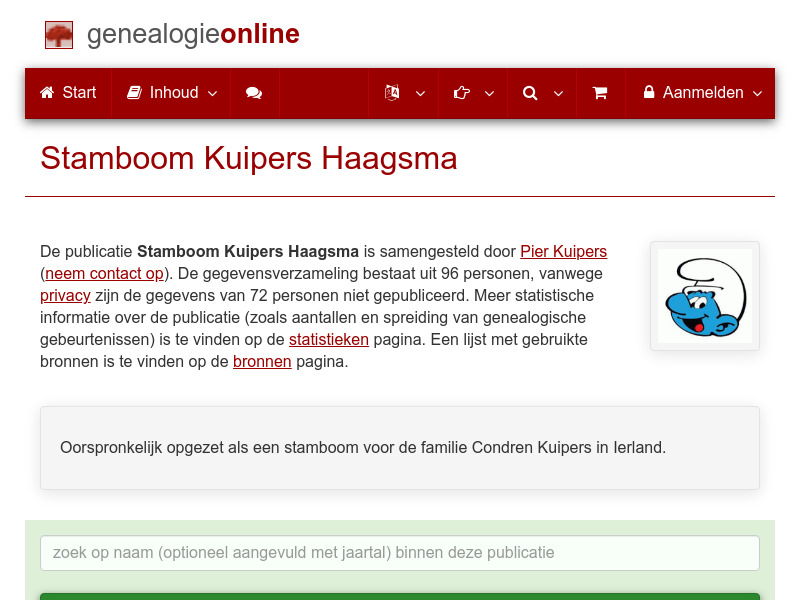 Screenshot van website