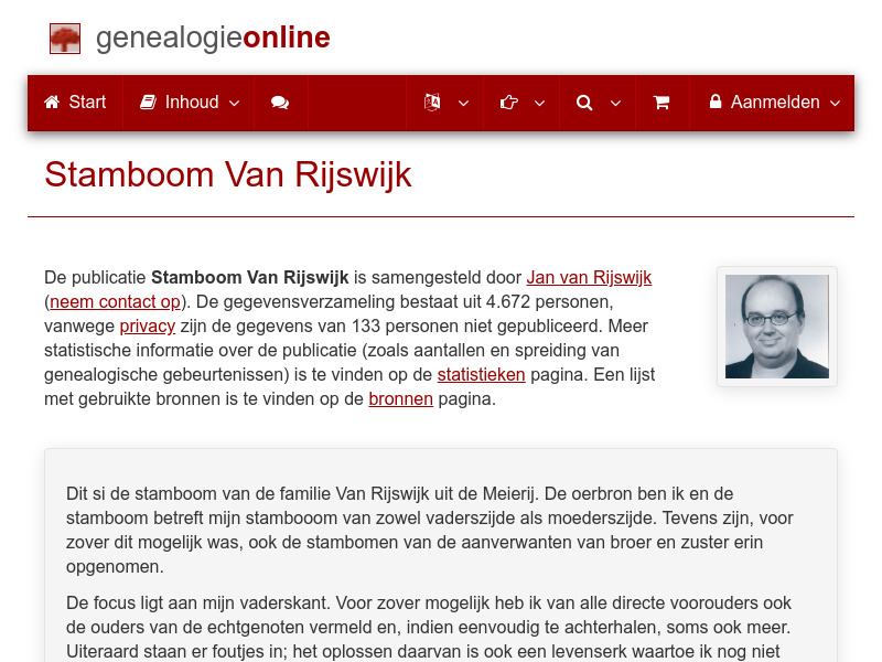 Screenshot van website