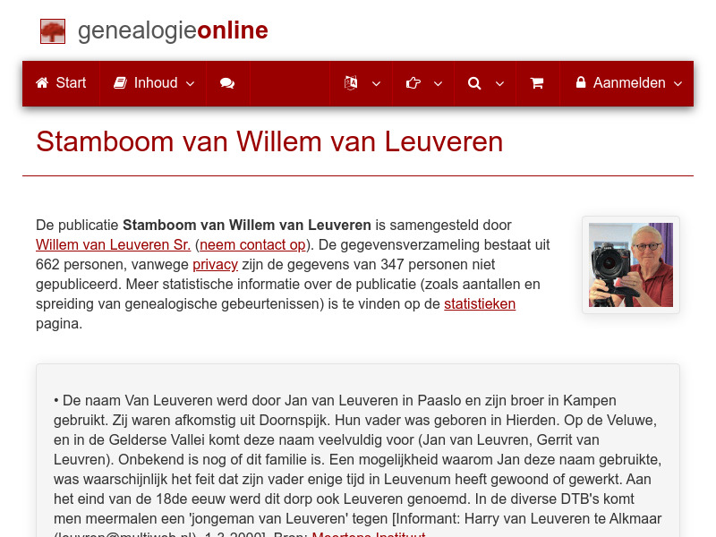 Screenshot van website