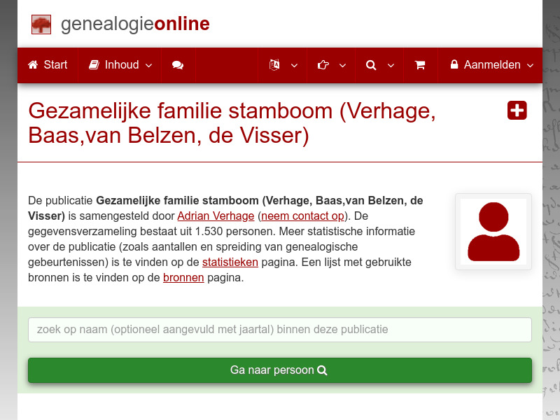 Screenshot van website